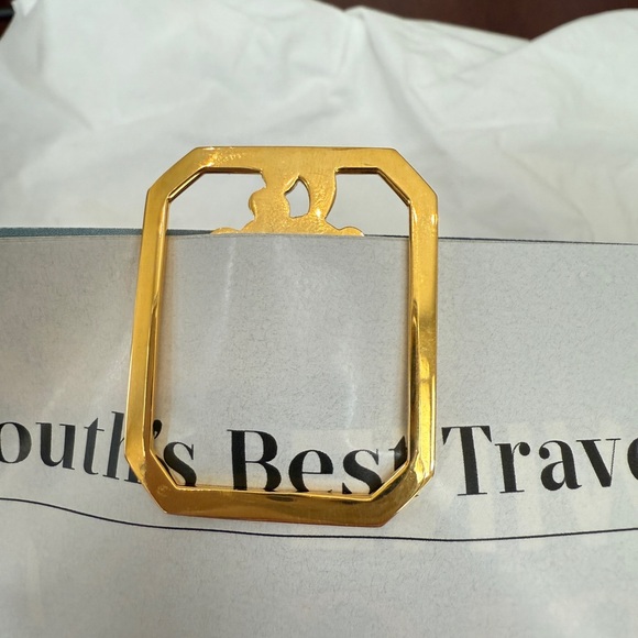 Judith Leiber gold dog bookmark with small purple pink gemstone - Picture 9 of 9